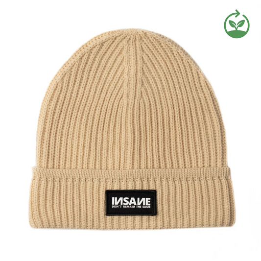 BEANIE BEIGE LABEL PATCH INSANE